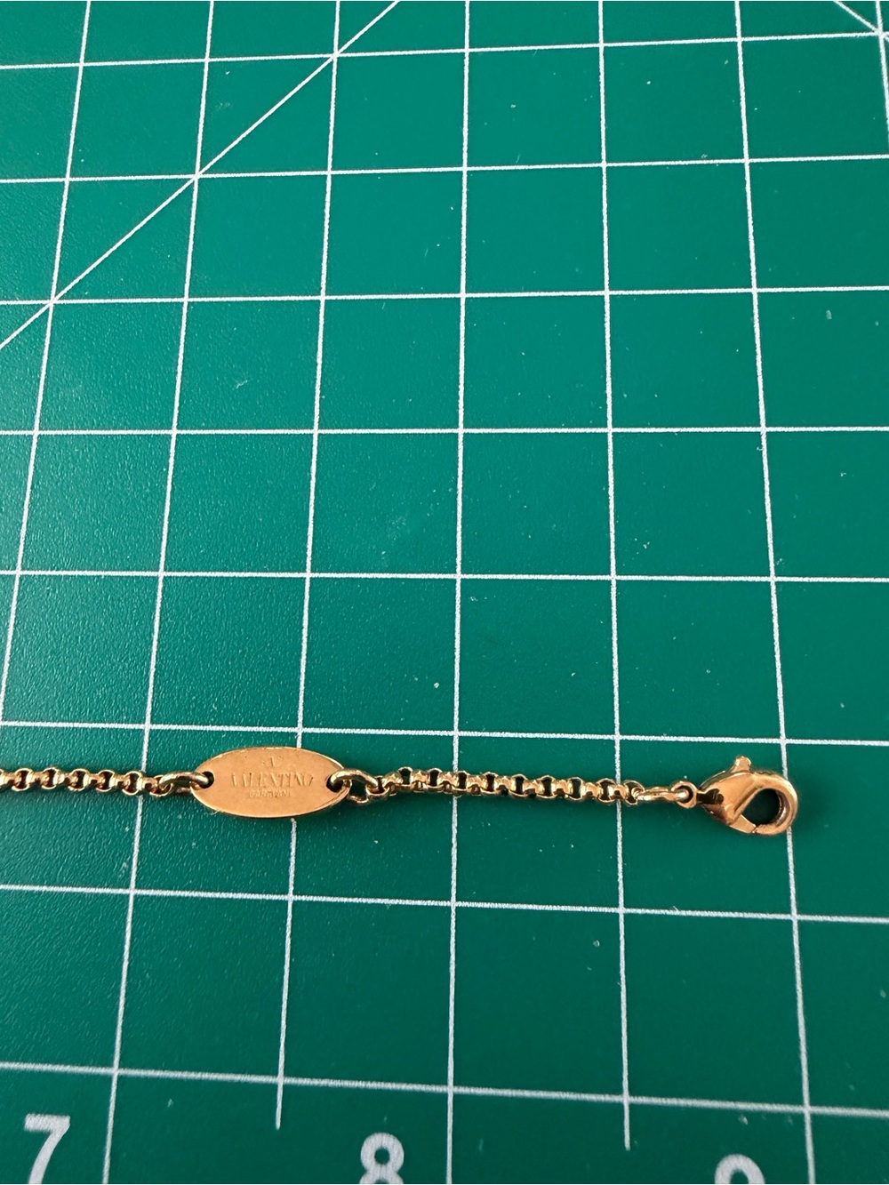Valentino Gold-Tone Crystal V Logo Necklace with Clear Stones - Picture 5 of 6